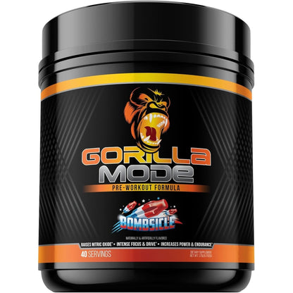 Gorilla Mode Pre Workout - Massive Pumps · Laser Focus · Energy · Power - L-Citrulline, Creatine, L-Tyrosine, Betaine, Hydroprime®, Alpha-Gpc, 400Mg Caffeine, Huperzine a - 620G (Bombsicle)