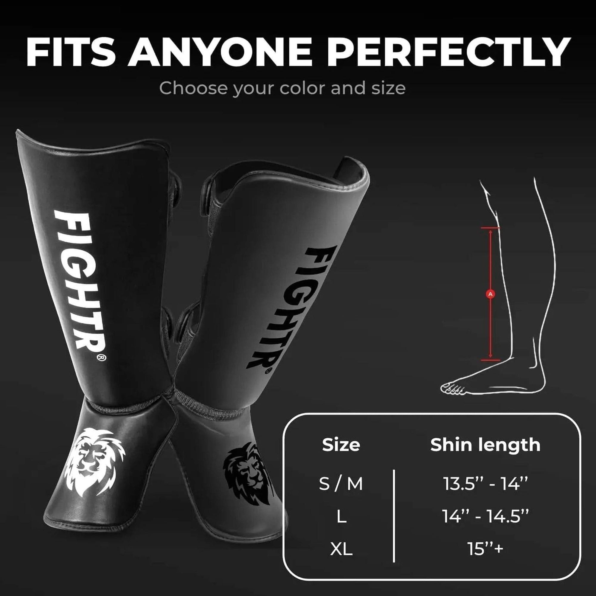 FIGHTR® Shin Guards - with a and Ideal Padding