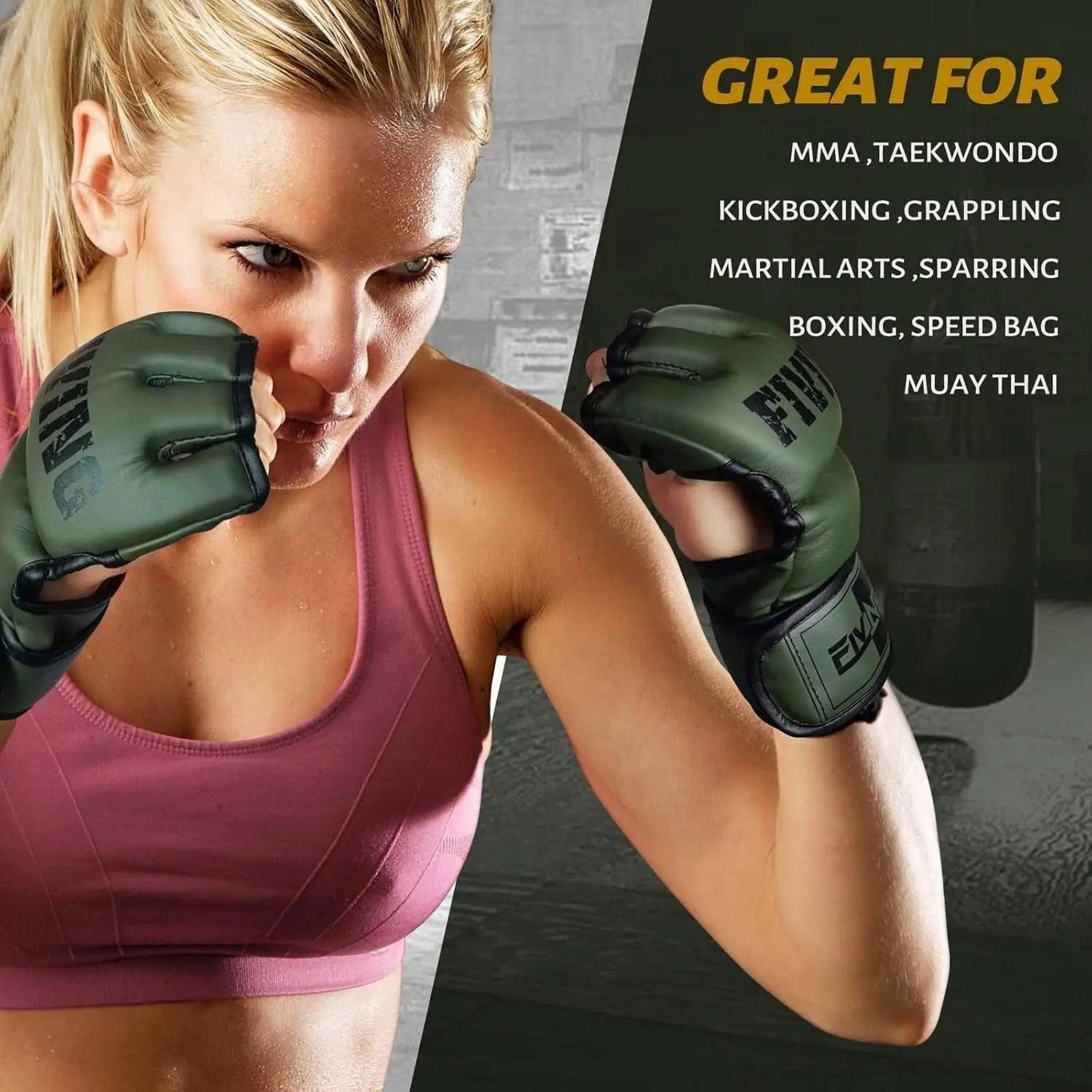 FIVING MMA Gloves for Men & Women,Boxing Gloves for Punching Bag,Sparring,Training,Muay Thai,Mma,Martial Arts Bag Gloves,Kickboxing Gloves with Open Palms