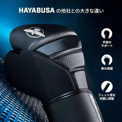 Hayabusa T3 Boxing Gloves for Men and Women Wrist and Knuckle Protection, Dual-X Hook and Loop Closure, Splinted Wrist Support, 5 Layer Foam Knuckle Padding