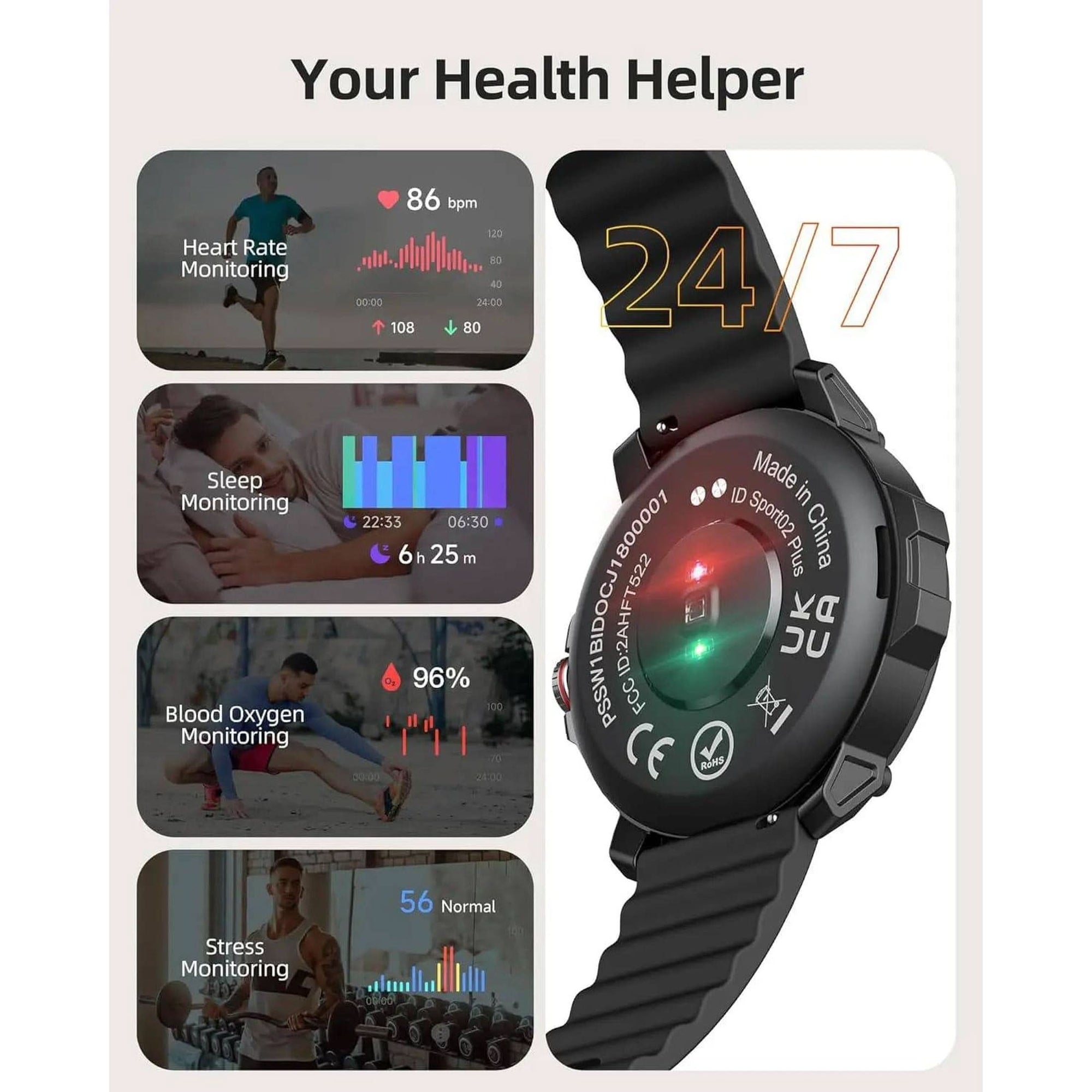 Parsonver Smart Watch, Alexa Built-In, GPS, Bluetooth Call & Text, 30M Water-Resistant 100+ Sport Modes, 1.38" HD Rugged Outdoor Fitness Tracker for Men, Spo2 Heart Rate Sleep Tracker for Android Ios