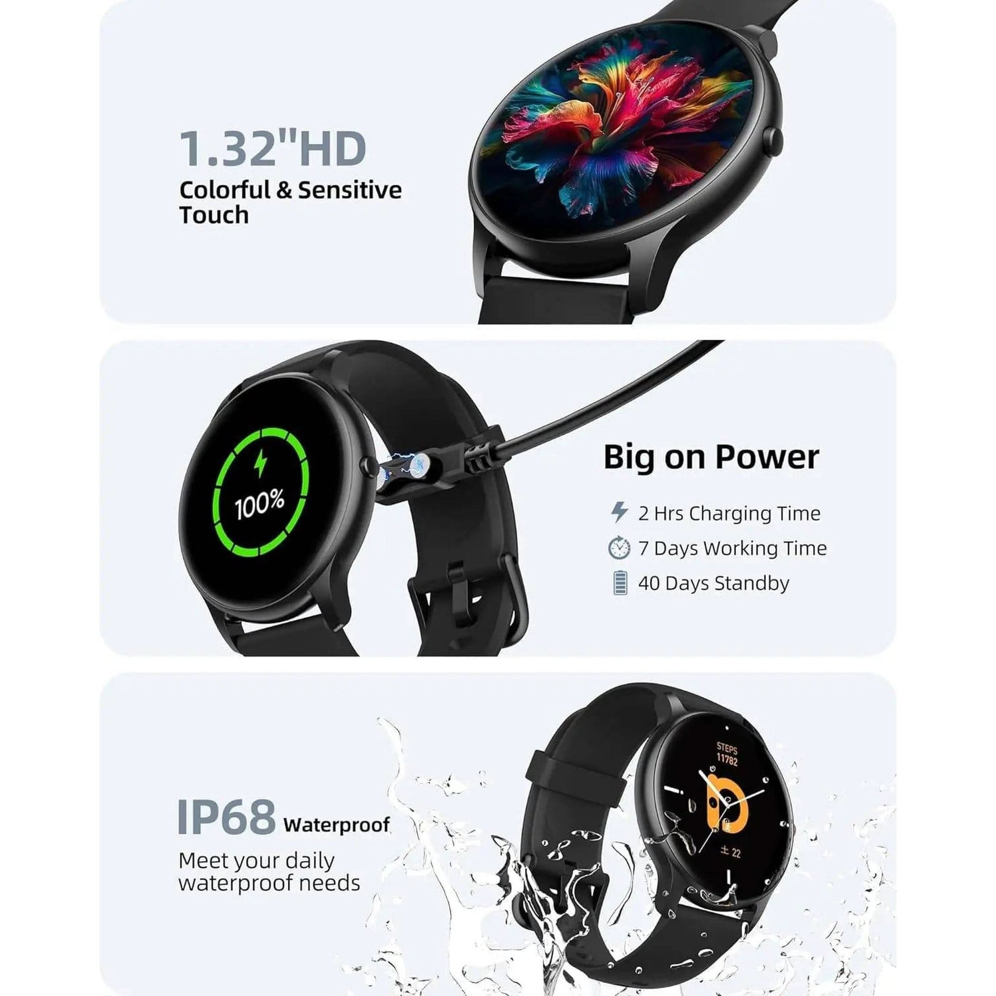 Parsonver Smart Watch for Men Women Answer/Make Calls , HD Screen Fitness Tracker IP68 Waterproof