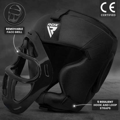 RDX Boxing Headgear MMA Muay Thai, Removable Face Grill, Head Gear for Sparring Grappling Martial Arts Kickboxing Taekwondo Karate BJJ Training