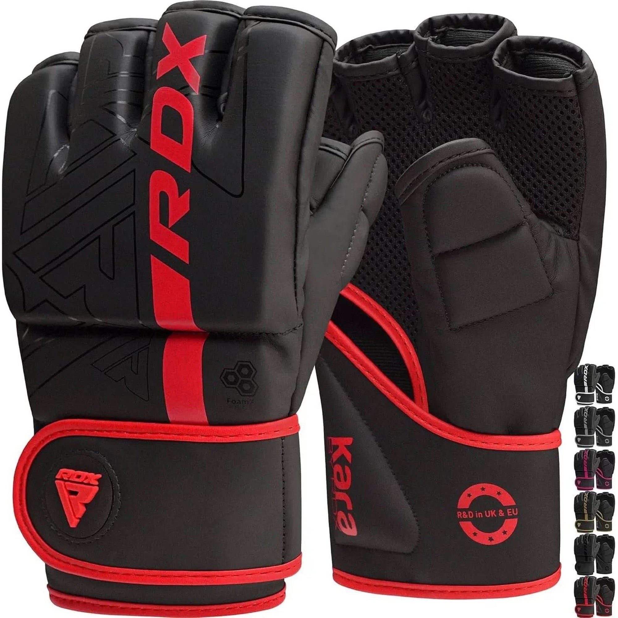 RDX MMA Gloves Grappling Sparring, Pre-Curved Mixed Martial Arts Mitts Men Women Boxing Gloves, Maya Hide Leather Kara Cage Fighting Workout, Combat Sports Training, Muay Thai, Punching Bag Kickboxing