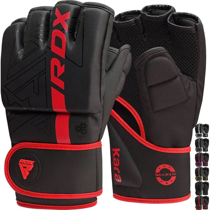 RDX MMA Gloves Grappling Sparring, Pre-Curved Mixed Martial Arts Mitts Men Women Boxing Gloves, Maya Hide Leather Kara Cage Fighting Workout, Combat Sports Training, Muay Thai, Punching Bag Kickboxing