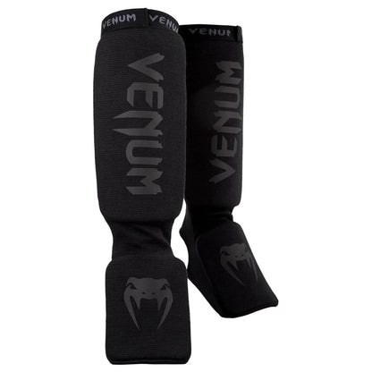 Venum Kontact Shinguards - Black/Black, One Size