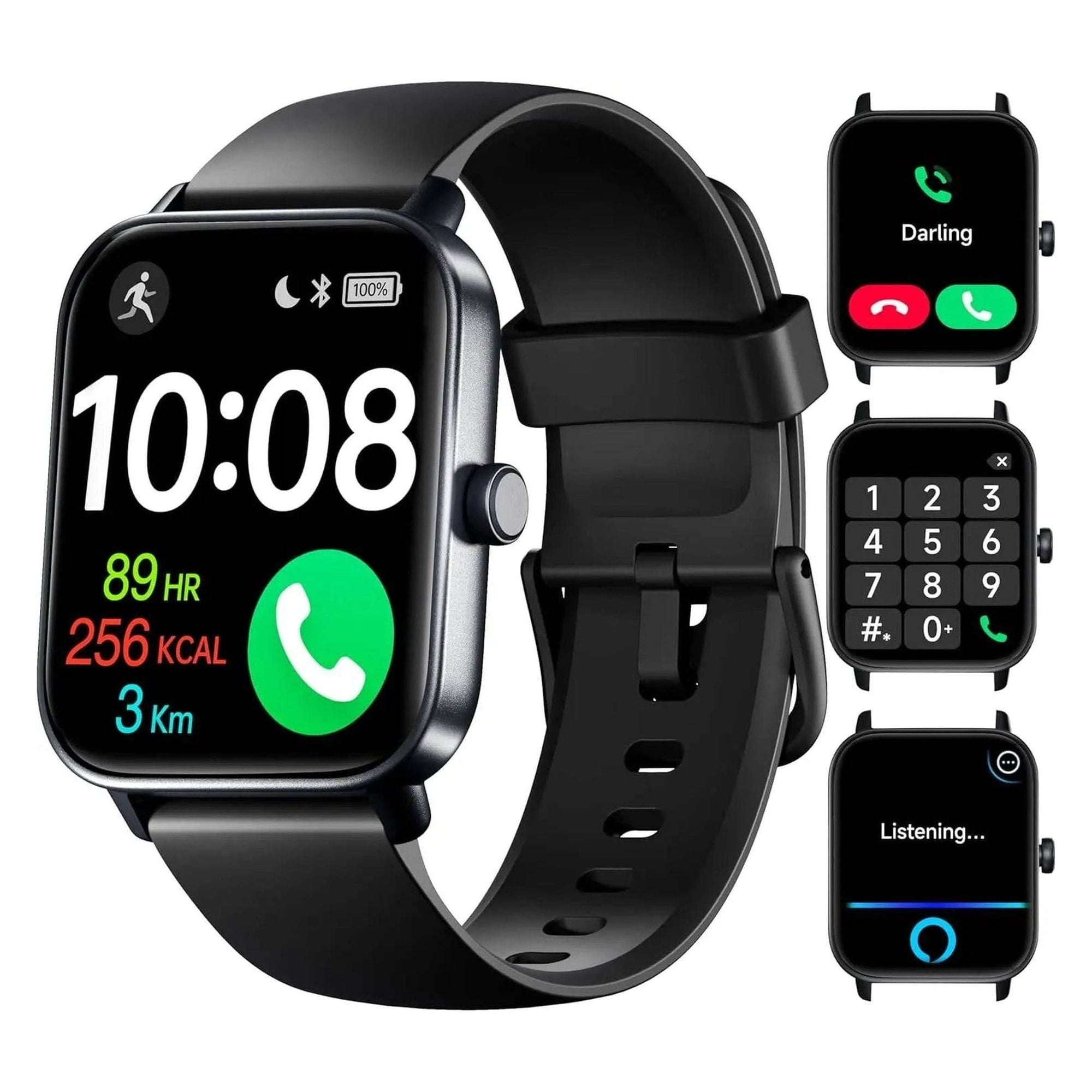 Smart Watch for Men Women, 1.8" Fitness Tracker, Android Iphone Compatible Alexa Built-In, with Heart Rate Spo2 Sleep Monitor, IP68 Waterproof, Answer/Make Calls, 120+ Sports Mode